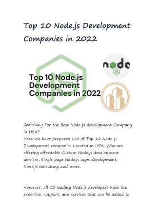 Top 10 Node.js Development Companies in 2022