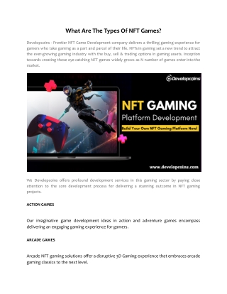 What Are The Types Of NFT Games?