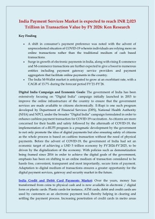 India Payment Services Market- Industry Analysis, Market Size, Share, Trends