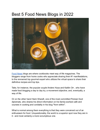Best 5 Food News Blogs in 2022