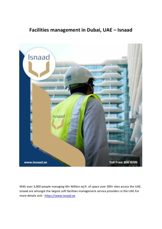 Facilities management in Dubai, UAE – Isnaad