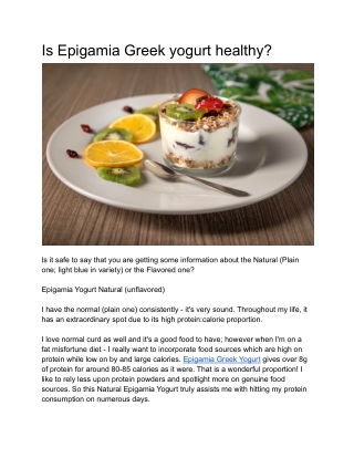 Is Epigamia Greek yogurt healthy