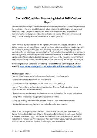 2021 Oil Condition Monitoring Industry Global Analysis Report