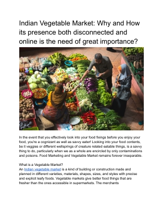 Indian Vegetable Market_ Why and How its presence both disconnected and online is the need of great importance