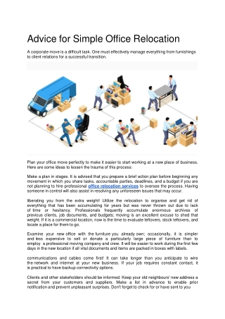 Advice for Simple Office Relocation
