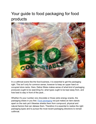 Your guide to food packaging for food products