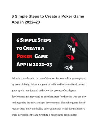 6 Simple Steps to Create a Poker Game App in 2022