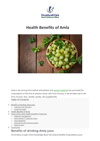 Health Benefits of Amla