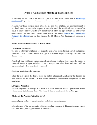 Types of Animation in Mobile App Development - TeamTweaks