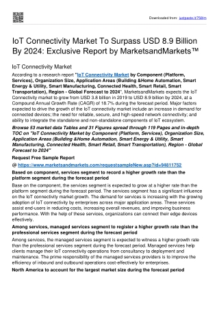 IoT Connectivity Market Surge Valuation Of USD 8.9 billion By 2024: MnM