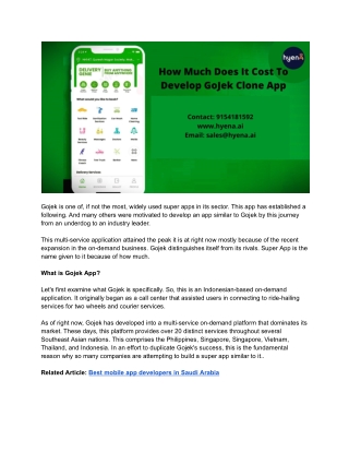 How Much Does It Cost To Develop GoJek Clone App