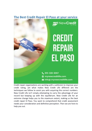 The Best Credit Repair El Paso at your service