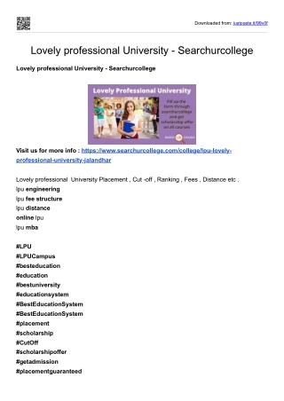 Lovely professional University - Searchurcollege