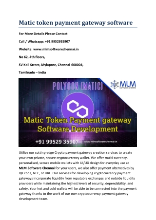 Matic token payment gateway software development