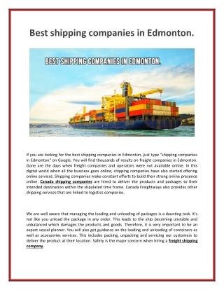 Best shipping companies in Edmonton.