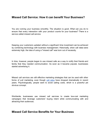 Missed Call Service pdf