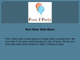 Rent Water Slide Miami