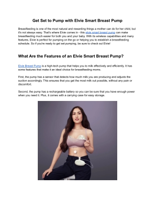 Get Set to Pump with Elvie Smart Breast Pump