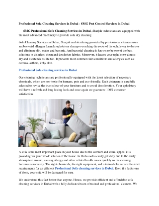 Professional Sofa Cleaning Services in Dubai - SMG Pest Control Services in Dubai_organized