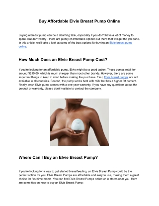 Buy Affordable Elvie Breast Pump Online