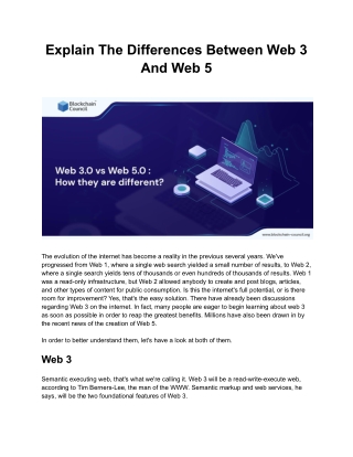 Explain The Differences Between Web 3 And Web 5