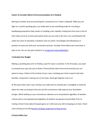 Factors To Consider Before Find Accommodation As A Student