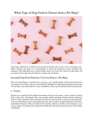 What Type of Dog Food to Choose from a Pet Shop
