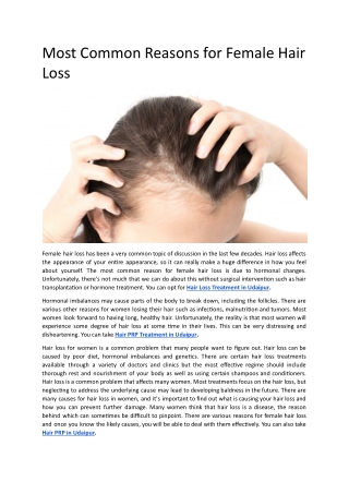 Most Common Reasons for Female Hair Loss