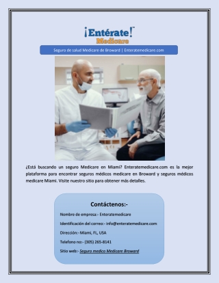 Seguro de salud Medicare de Broward | Enteratemedicare.com