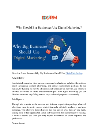Why Should Big Businesses Use Digital Marketing