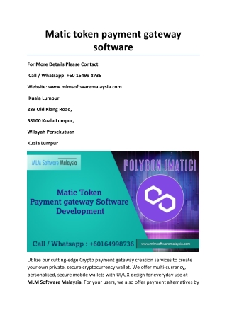 Matic token payment gateway software