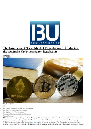 The Government Seeks Market Views before Introducing the Australia Cryptocurrenc