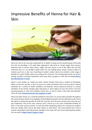 Impressive Benefits of Henna for Hair & Skin