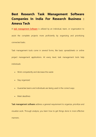 Best Task Management Software  : Ameva Tech