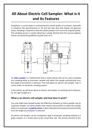 Everything You Should Know About Electric Cell Sampler