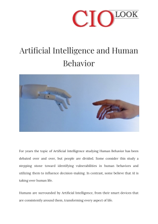 Artificial Intelligence and Human Behavior | CIOLOOK