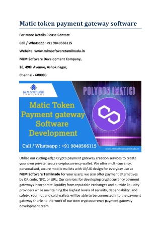 Matic token payment gateway software development