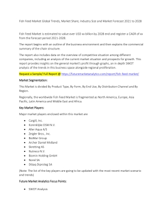Fish Feed Market Trends, Market Share, Industry Size, Growth, and Market Forecast 2021 to 2028