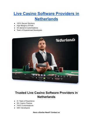 Live Casino Software Providers in Netherlands