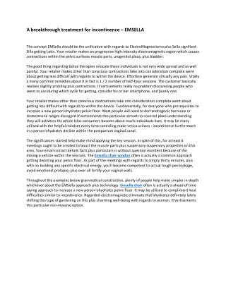 A breakthrough treatment for incontinence – EMSELLA