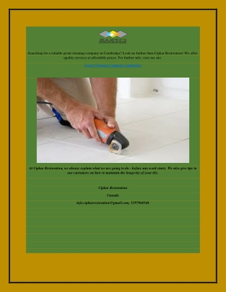 Grout Cleaning Company Cambridge | Cipkarrestoration.ca
