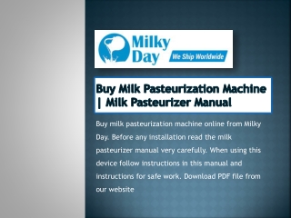 Buy Milk Pasteurization Machine | Milk Pasteurizer Manual