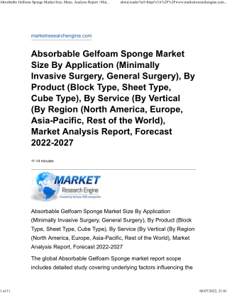 Absorbable Gelfoam Sponge Market