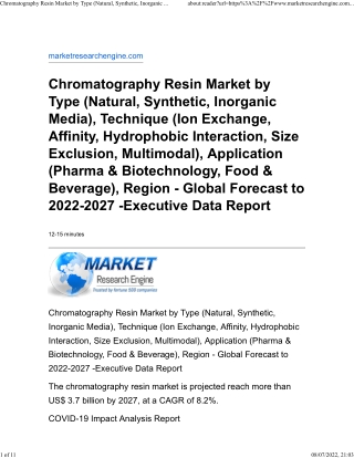 Chromatography Resin Market by