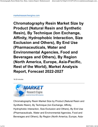 Chromatography Resin Market