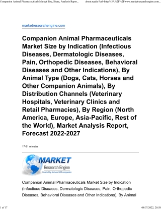 Companion Animal Pharmaceuticals Market