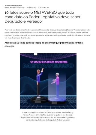 10 fatos sobre o METAVERSO que todo candidato ao Poder Legislativo deve saber Deputado e Vereador Marketing Político-Pod