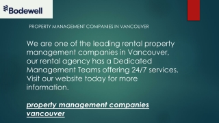 Property Management Companies in Vancouver  Bodewell