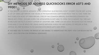 An effective guide to resolve QuickBooks Error 6073 and 99001