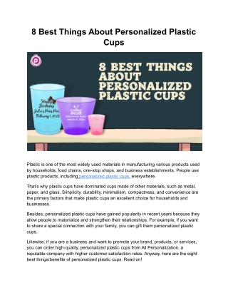 8 Best Things About Personalized Plastic Cup